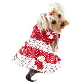 Red & White Polka Dots Sundress with Contrasting Flowers - L
