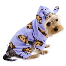 Adorable Silly Monkey Fleece Dog Pajamas/Bodysuit with Hood - Lavender - L