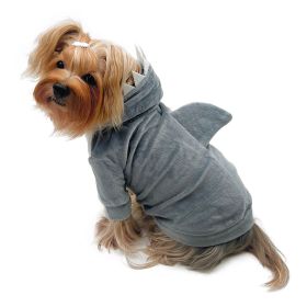 Ultra Plush Shark Hoodie with Fin & Teeth - S