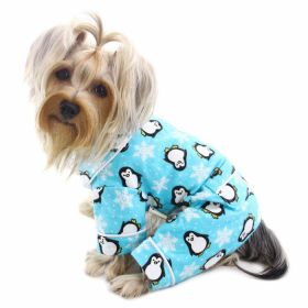 Penguins & Snowflake Flannel PJ with 2 Pockets (Turquoise) - M