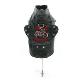 Biker Dawg Motorcycle Dog Jacket (Color: Black, size: small)